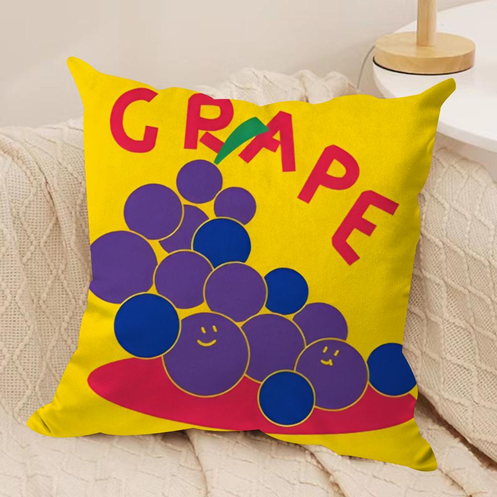 Cute Anime Fruit Cushion Cover Soft Plush Fabric DoubleSided Printed Sofa Cushion Cover for All Seasons Home Decor Gift