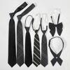 Cotton Solid Color Tie With White Stripe For Japanese School Style Students And Casual Wear