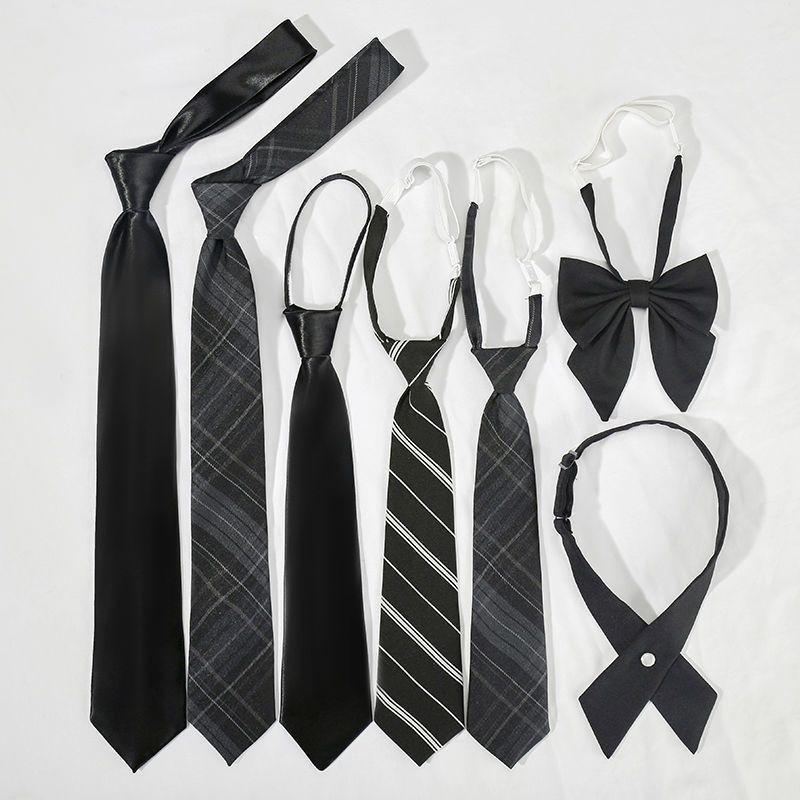 Cotton Solid Color Tie With White Stripe For Japanese School Style Students And Casual Wear