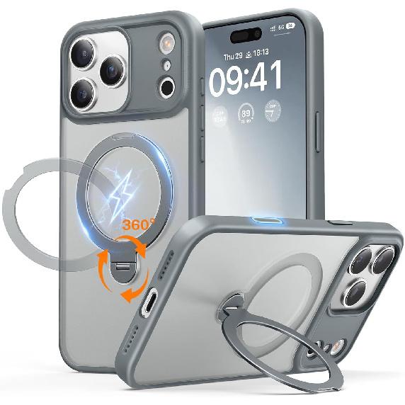 Suitable for iPhone 17 Pro Max Phone Case, 360-degree Rotating Magnetic Stand, Apple 16 Anti-drop Protective Cover 5