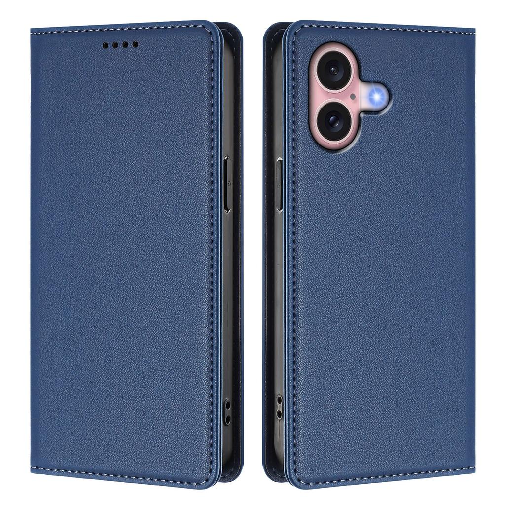 For iPhone 16 Leather Wallet Case Magnetic Closure RFID Blocking Phone Cover