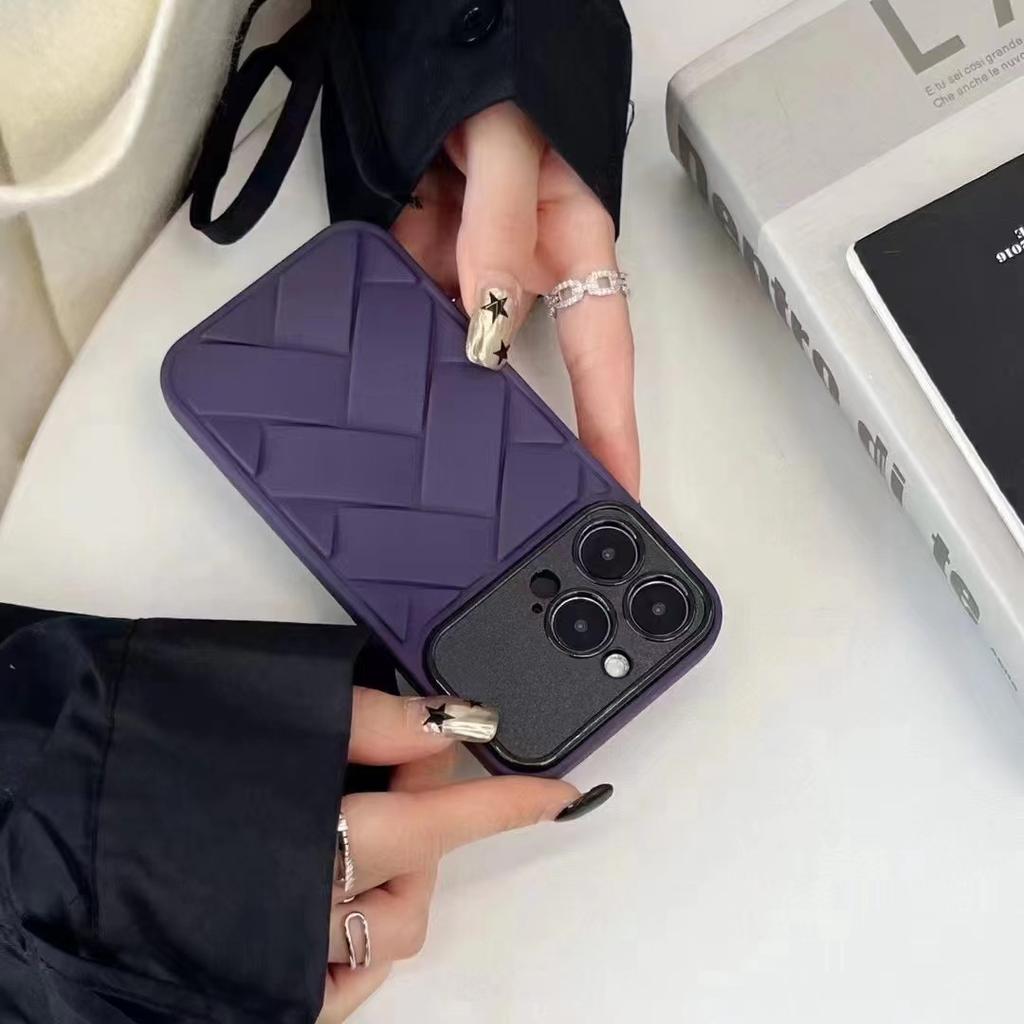 Applicable To IPhone15 Pro Woven Large Window Soft Shell Apple 14 Anti-fall Mobile Phone Case