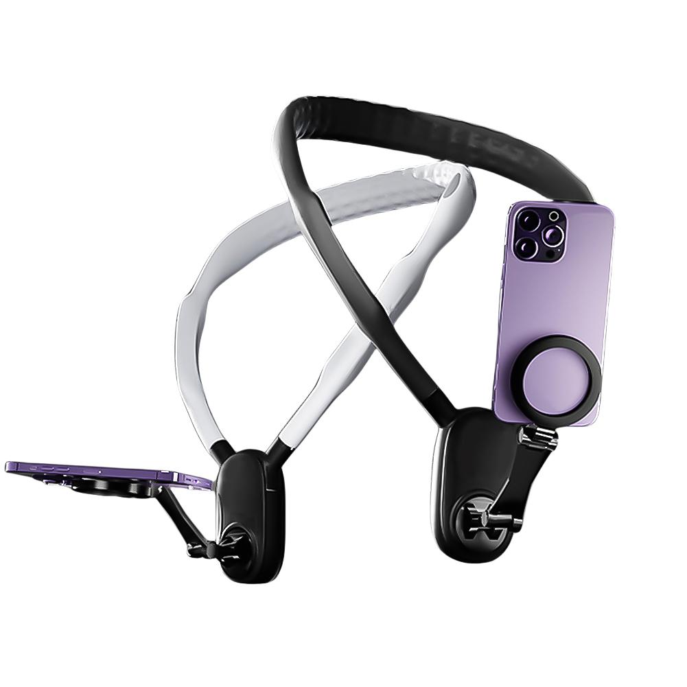Magnetic Neck Mount POV/Vlog Selfie Phone Mount Angle Adjustable Silicone Hand Free Phone Neck Holder for Samsung Huawei