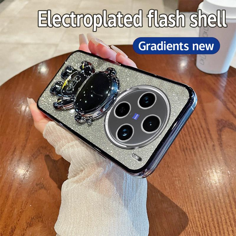 

Phone Shell for vivo X100 5G Astronaut Kickstand PC+TPU Cover Anti-Scratch Phone Case Black