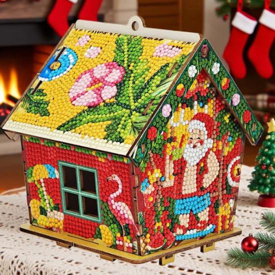 DIY Lebkuchenhaus Strass Malset Weihnachten 3D Strass Kunst Puzzle Hängeornament für Anfänger und Erwachsene Feiertagsdekoration