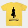 Asian Size Men Black Print T-shirt D-Fens I Just Wanted Breakfast No-Cut Heat Transfer Print Cotton Tshirt