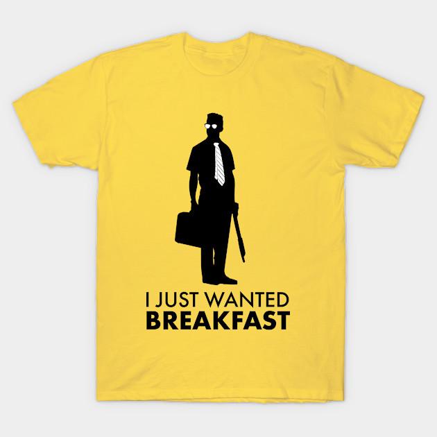 

Men Black Print T-shirt D-Fens I Just Wanted Breakfast No-Cut Transfer Paper Print Cotton Tshirt S