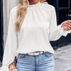 Fashion Long Sleeve Ruffled Stand Collar Elegant Shirts Women Spring and Summer Jacquard Loose Blouses for Women Casual Slim Fit Shirt Tops New 26501