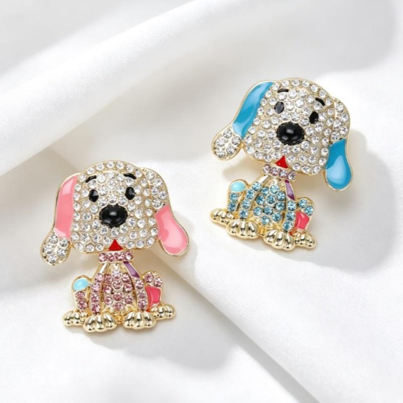 Cute Dog Brooches With Sparkling Plastics Enamel Details For Daily Wear Gifts For Dog Lovers Accessory