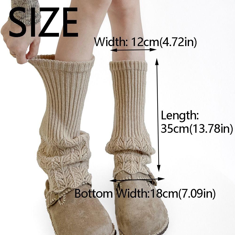 Solid Color Women Knitted Leg Warmers Retro Thickened Women's Foot Cover Soft Breathable Girl's Boots Heap Socks JK Uniform