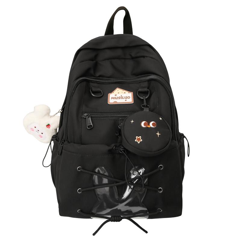 Women's Color Block Backpack Large Capacity School Bag College Cartoon Backpack