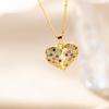 Sparkling Heart Zirconia Necklace, Golden Plated Chain, Bridal Jewelry for Wedding & Party