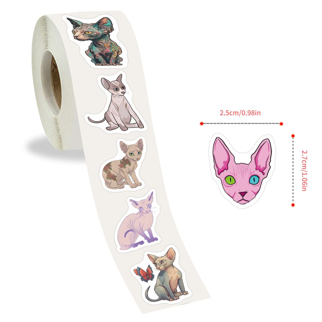 500/rotolo Adesivo Rotolo Cartone Animato Gatto Sfinge Animale Carino Bambini Fai da Te Skateboard Bagaglio