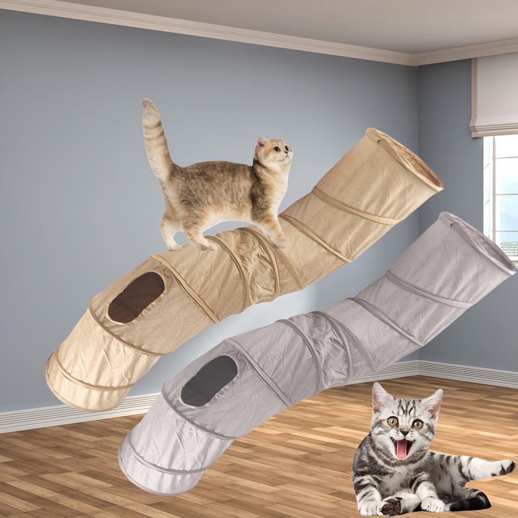 Collapsible Cat Winter Suede Tunnel for Puppy Rabbit Kitten Play Chase Hide Tunnel,Interactive Bedding Toy In 2 Ways 3 Ways