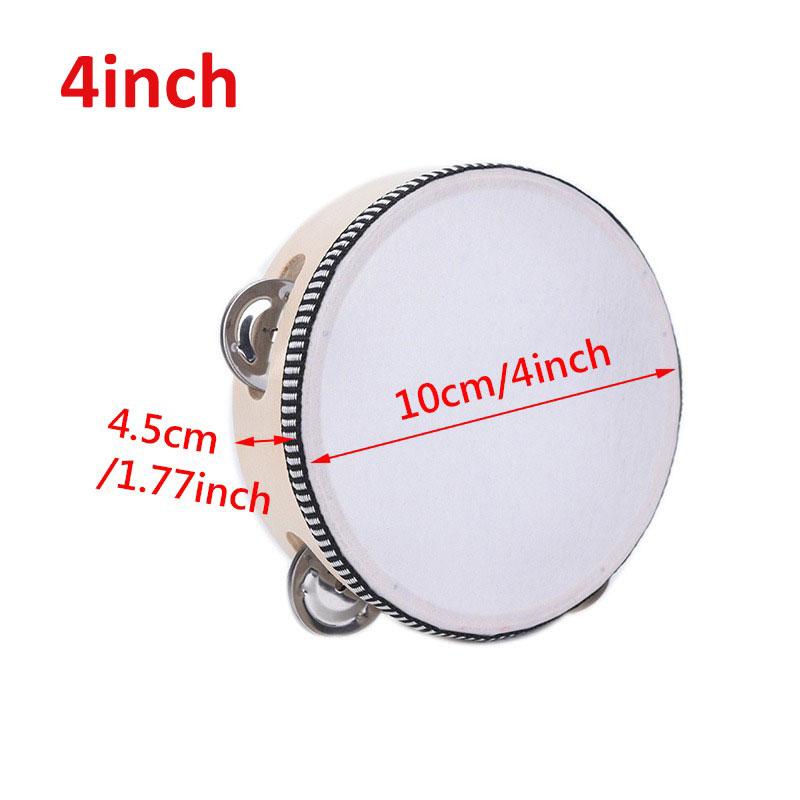 1Pcs Wooden Tambourine 4/6/8/10-Inch White Rim with Metal Jingles Musical Percussion Instrument for Concert Church Party