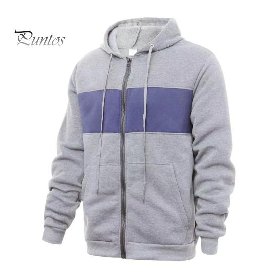 

Мужское осенне-зимнее пальто с капюшоном и большими карманами, застежка-молния, цветная спортивная куртка с эластичными манжетами и подолом, облегающая спортивная куртка S светло-серый