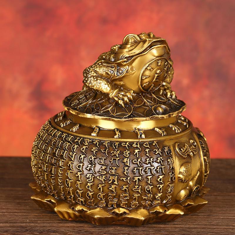 Treasure Bowl Ornament Pure Copper Three-Legged Home Office Shop Desktop Decoration Golden Toad Money Bo