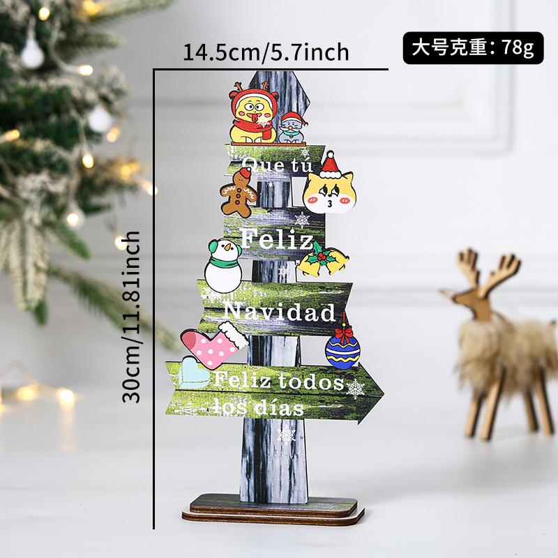 1pc Wooden Xmas Tree Ornaments Santa Claus Snowman 2026 Merry Christmas Home Decoration New Year Desktop Decor Navidad
