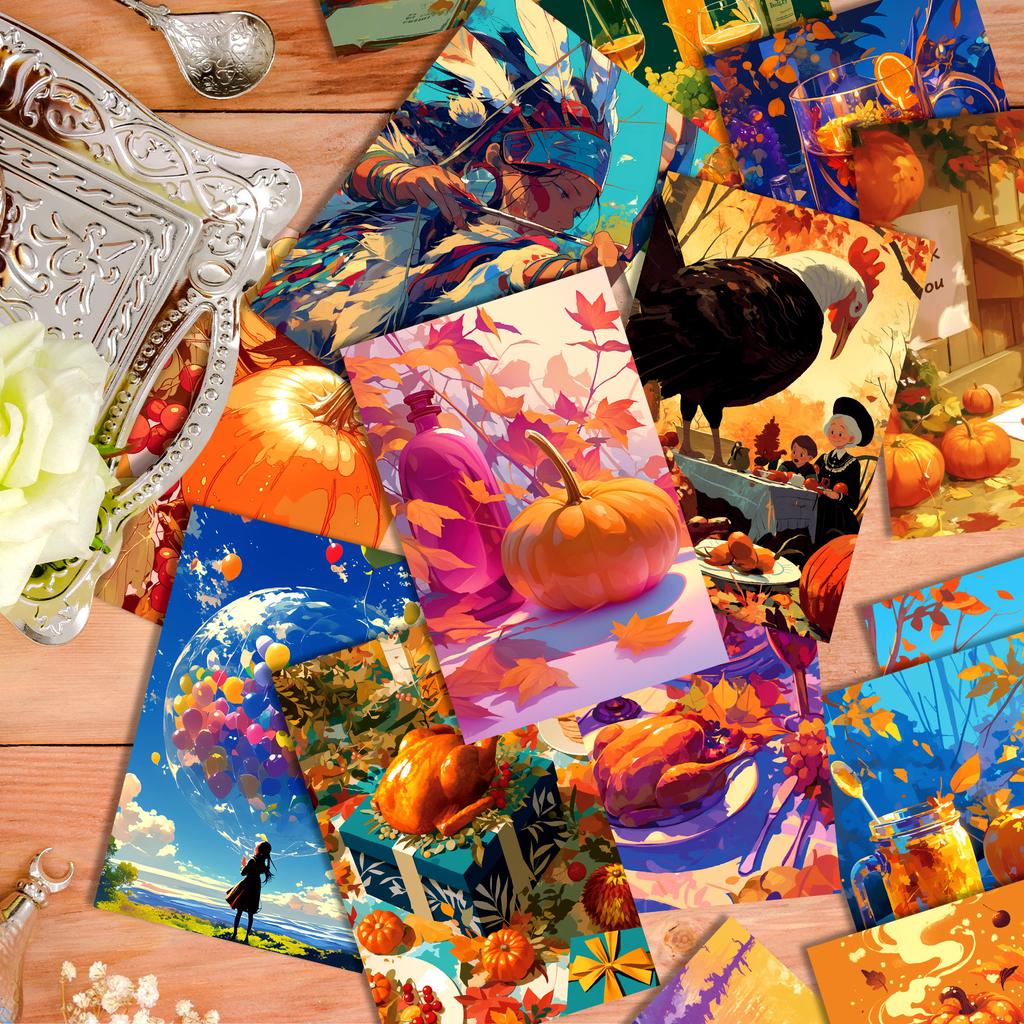 50 Thanksgiving Day Decoration Cards Autumn Harvest Festival Celebration Wall Bedroom Parent-Child Interactive Diy Decoration Cards