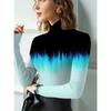 Women's Cheongsam Collar Long-sleeved T-shirt Is Suitable for Women To Wear with Blue Flame Design