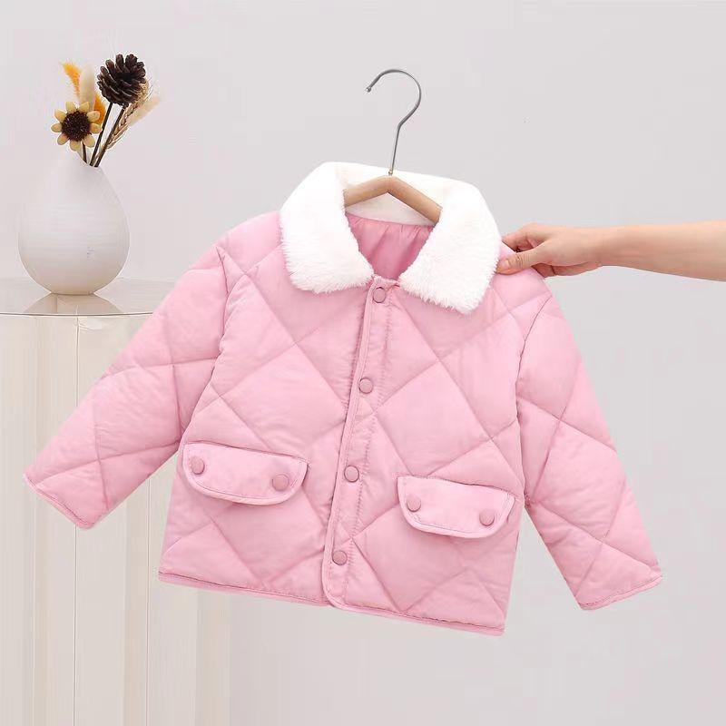 Children's Fall/Winter Korean-Style Down-Filled Jacket with Fur Collar—Thick, Warm Outerwear for Babies
