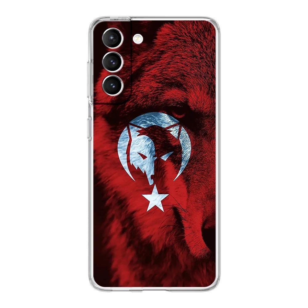 Phone Case For Samsung Galaxy S25 S24 S23 FE S22 Ultra S20 S21 5G S10 S9 Plus S10E S8 Cover Turkish language bozkurt gray wolf