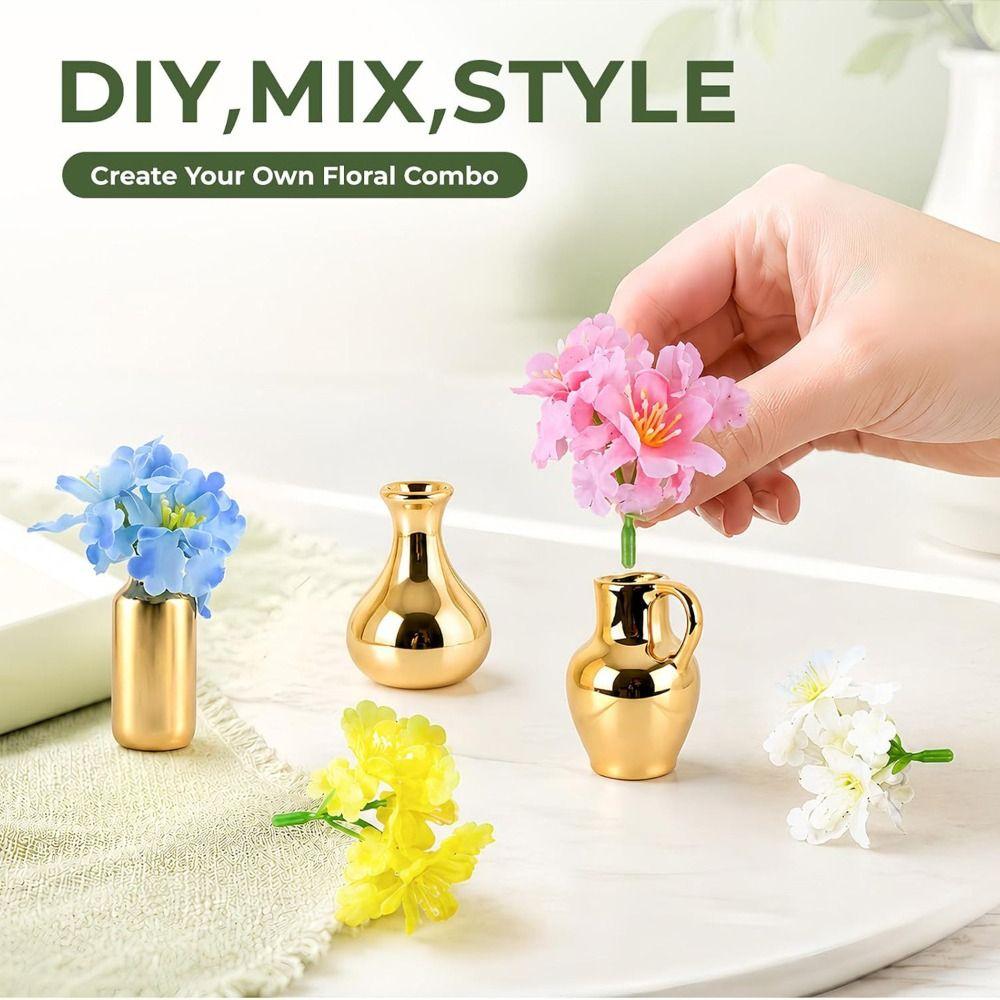 8Pcs Creative Tiny Magnetic Bud Vases 3D Refrigerator Magnets Vase Living Room