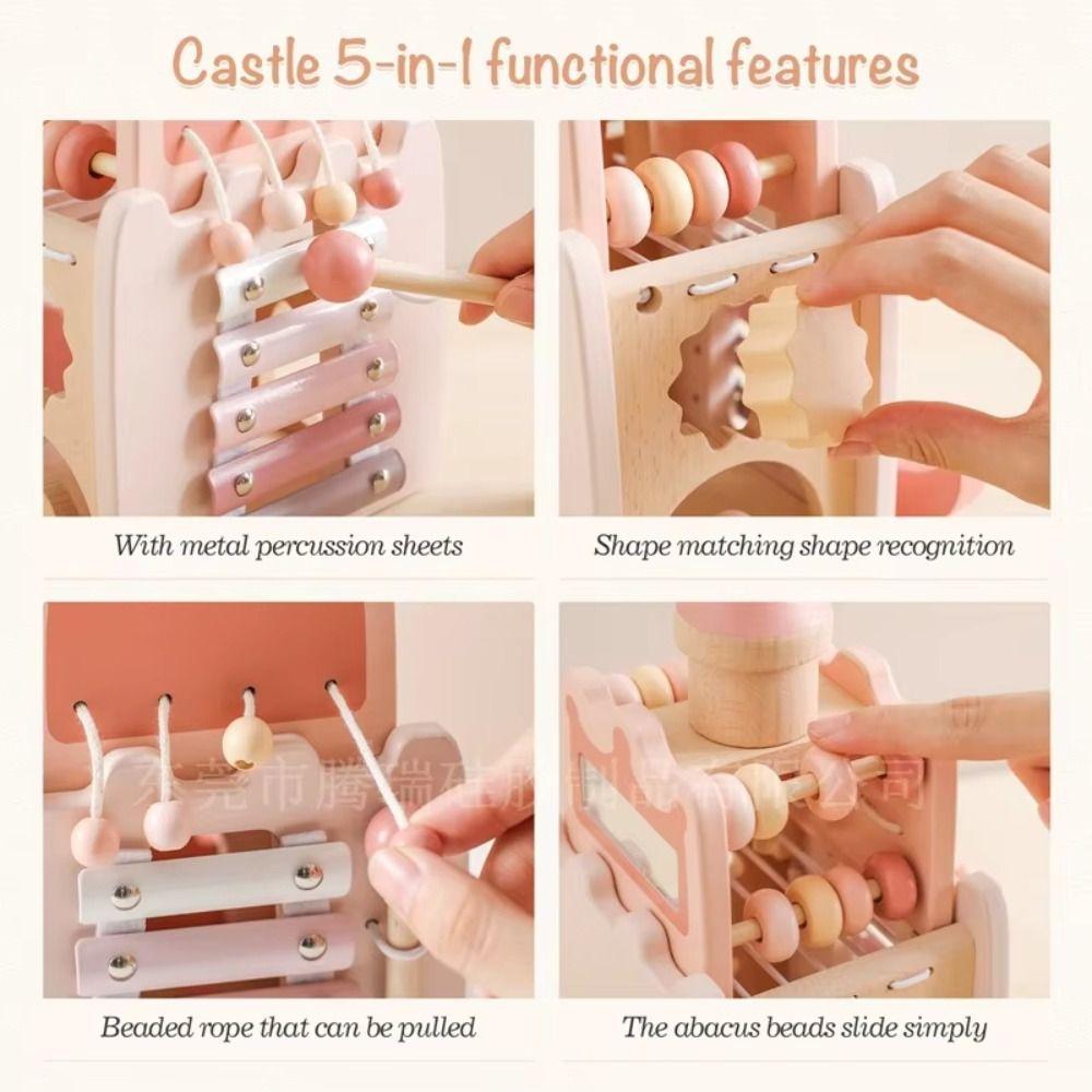 Early Education Castle Stacking Puzzle Toy Montessori Dollhouse Shape Wooden Toys  Birthday Gifts