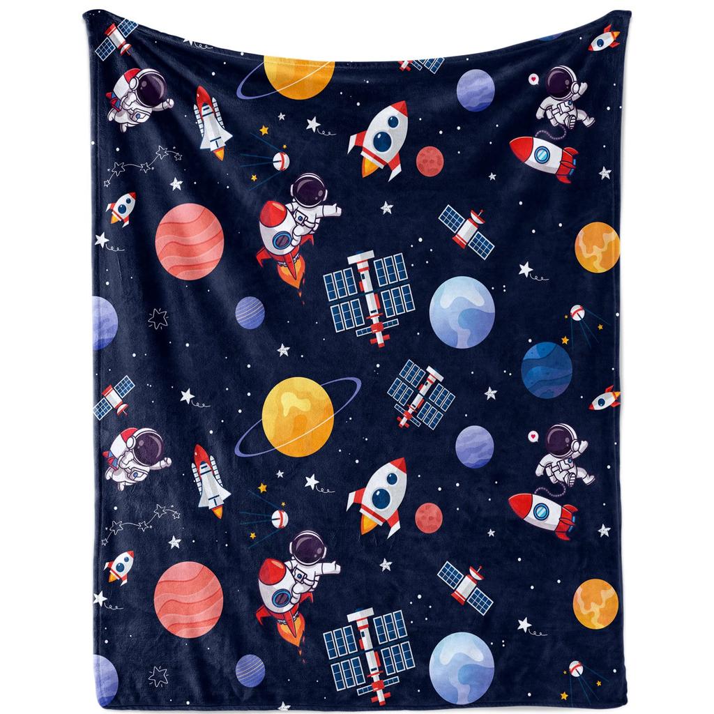 Astronaut Space Blanket, Fleece Flannel Blanket, Cozy Plush Blanket Warm Air Conditioning Blanket for Sofa, Bedroom, Office, Bed
