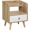 Space-Saving Bedside Table Cabinet with Drawer and Shelf In Wood 37x30x48cm