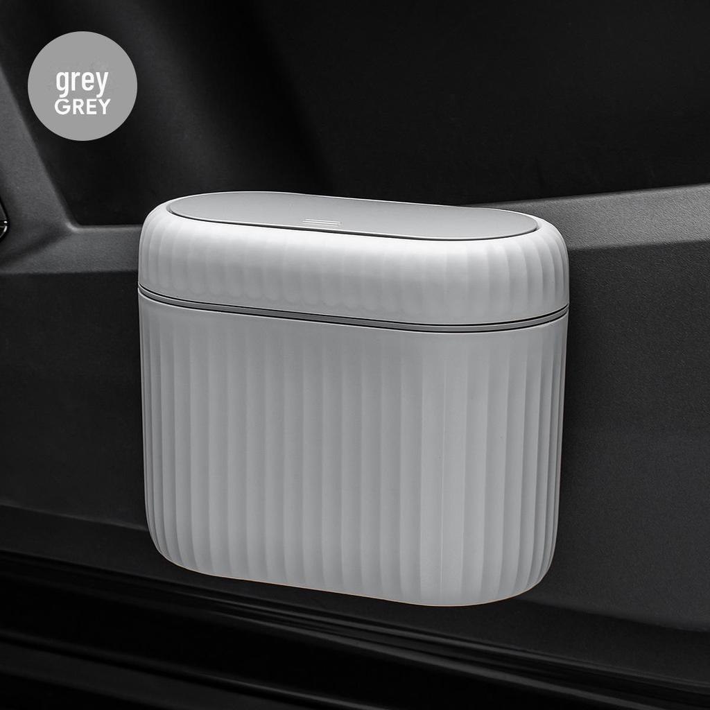 New 25L Portable Car Trash Can with Bullet Cover - Hanging & Desktop Wastebasket