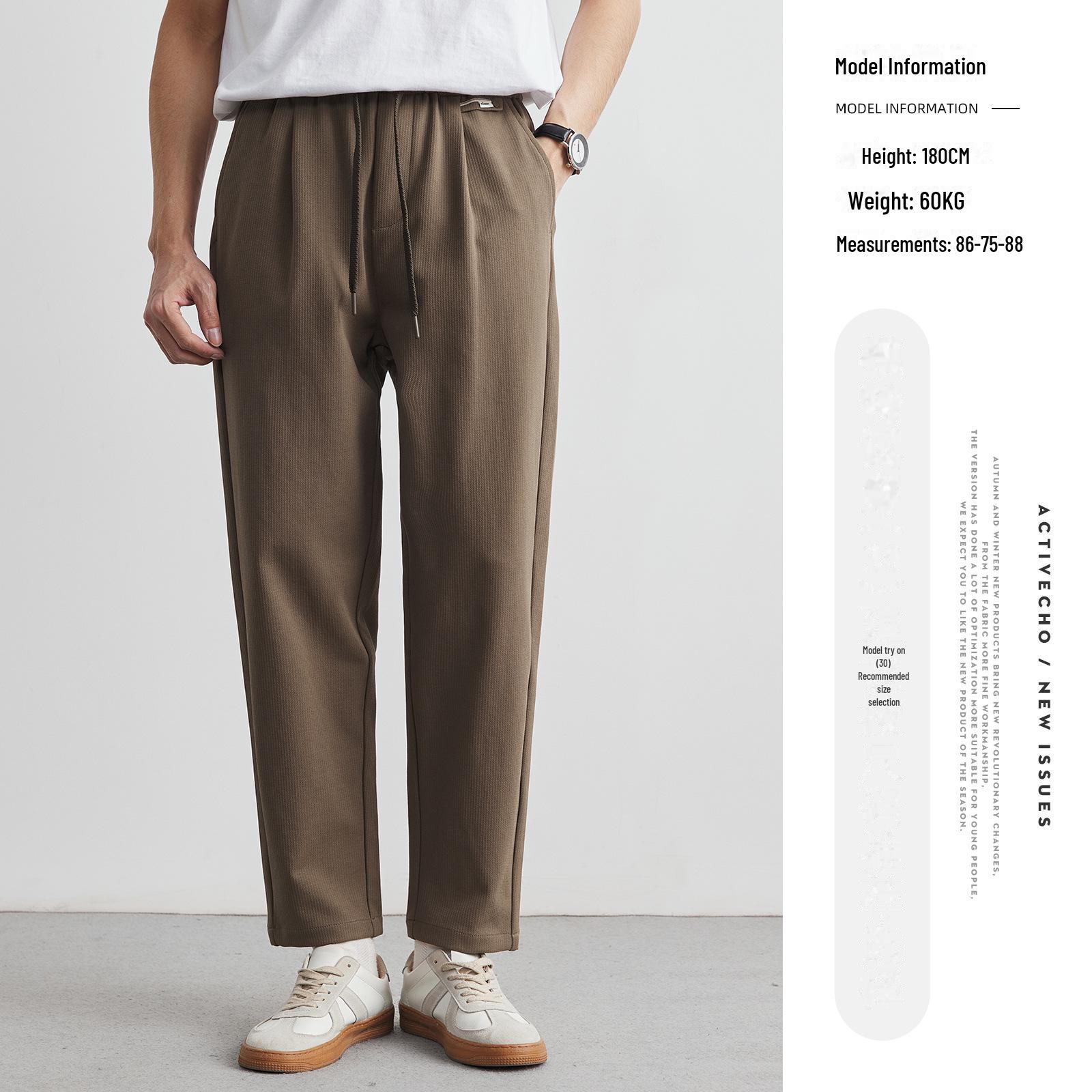 

«Yizhi 2025 Новые узкие зауженные брюки — вертикальная текстура, свободный крой, универсальные для весны и осени» 33 хаки