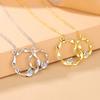 Double Twist Necklace for Women, Trendy Double Ring Pendant Collarbone Chain