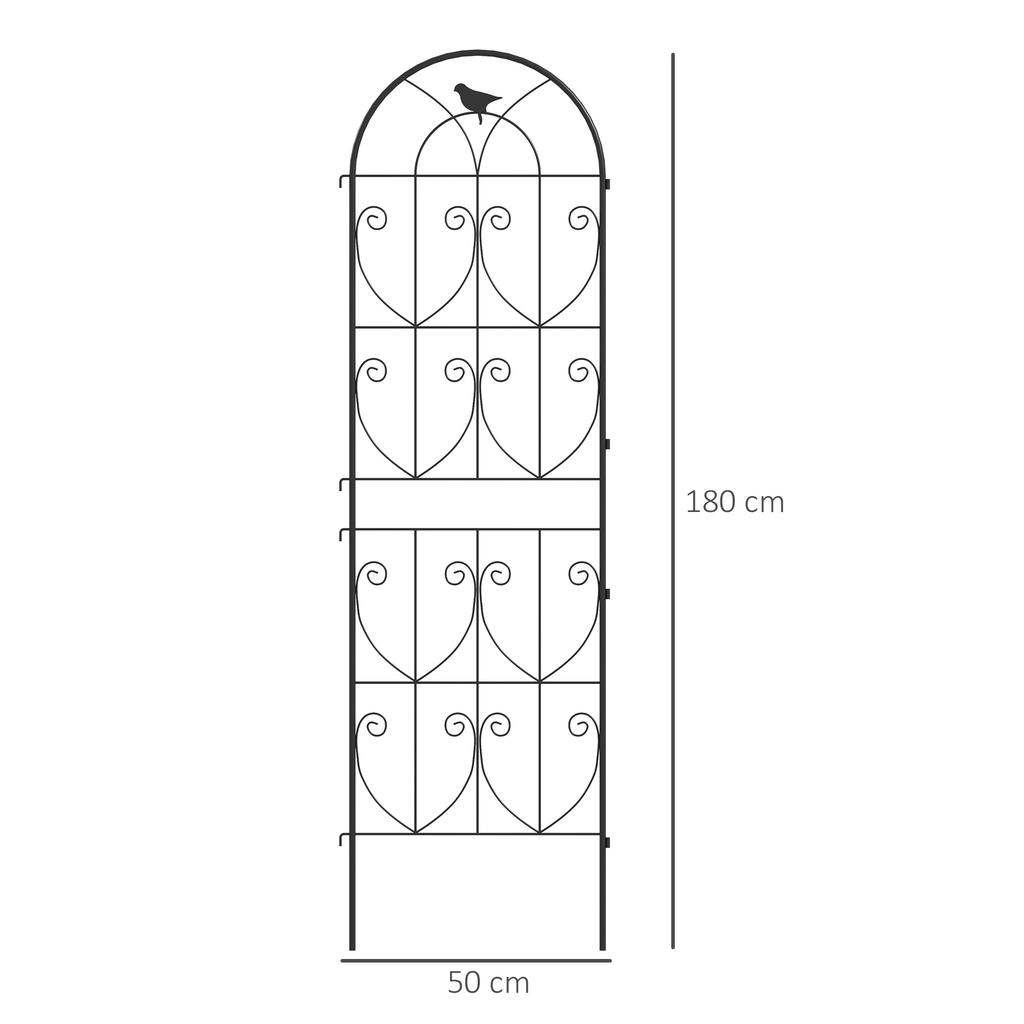 Set of 2 Garden Trellis, Metal Fence Panels for Climbing Outdoor Plants, Flowers, 180 x 50cm