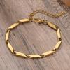 Bar Link Baht Link Chain Bracelet ,Stainless Steel Gold Plated Bamboo Bracelets,Men's Jewelry, Guy Gift