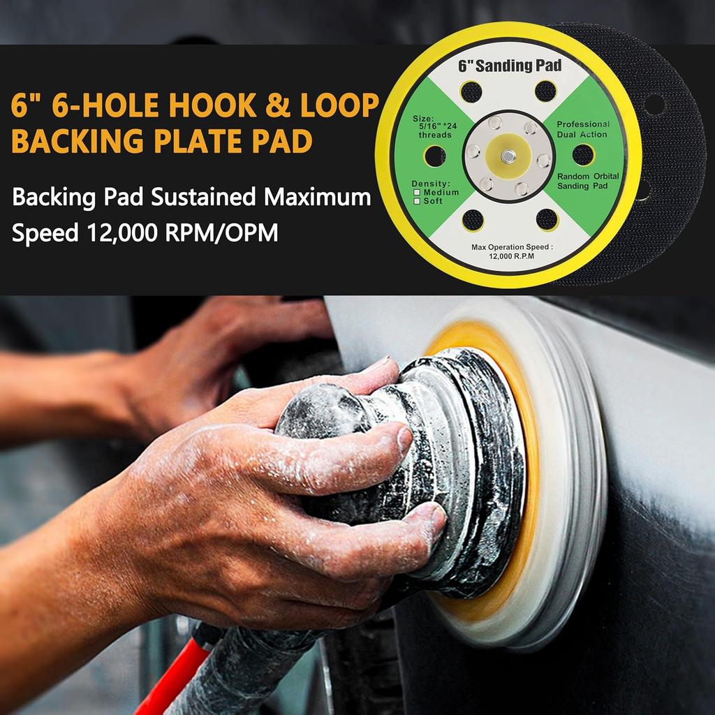 Ouya 2PCS 6 Inch 6-Hole Backing Pads 5/16"-24 Threads Polishing Buffing Plate for Dual Action Polisher
