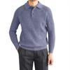 Men's Solid Color Knitted Buttons Lapel Long Sleeve Top Men's Casual Fashion Long Sleeve Top