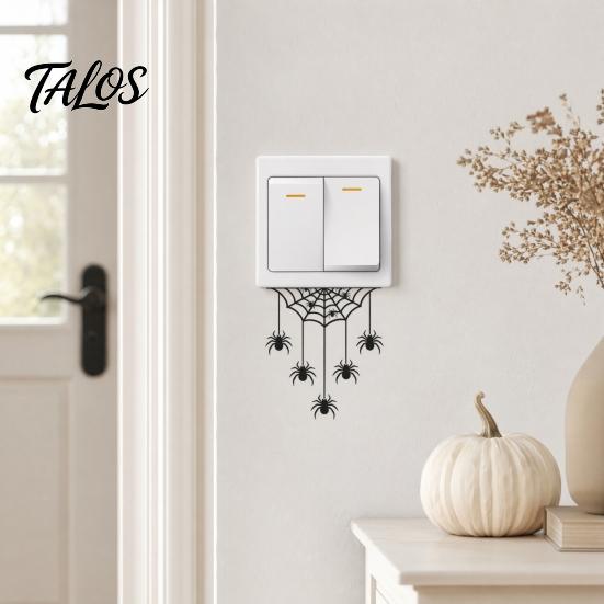 Talos Halloween Spider Web Light Switch Sticker, Upside Down Decal, Removable Decals, PVC Waterproof Wall Art for Home Bedroom Living Room Entrance
