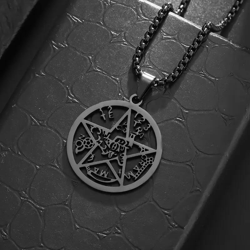 Stainless Steel Jewish Hebrew Tetragrammaton Wicca Pentagram Pendant Necklace Israeli Religious Amulet Jewelry