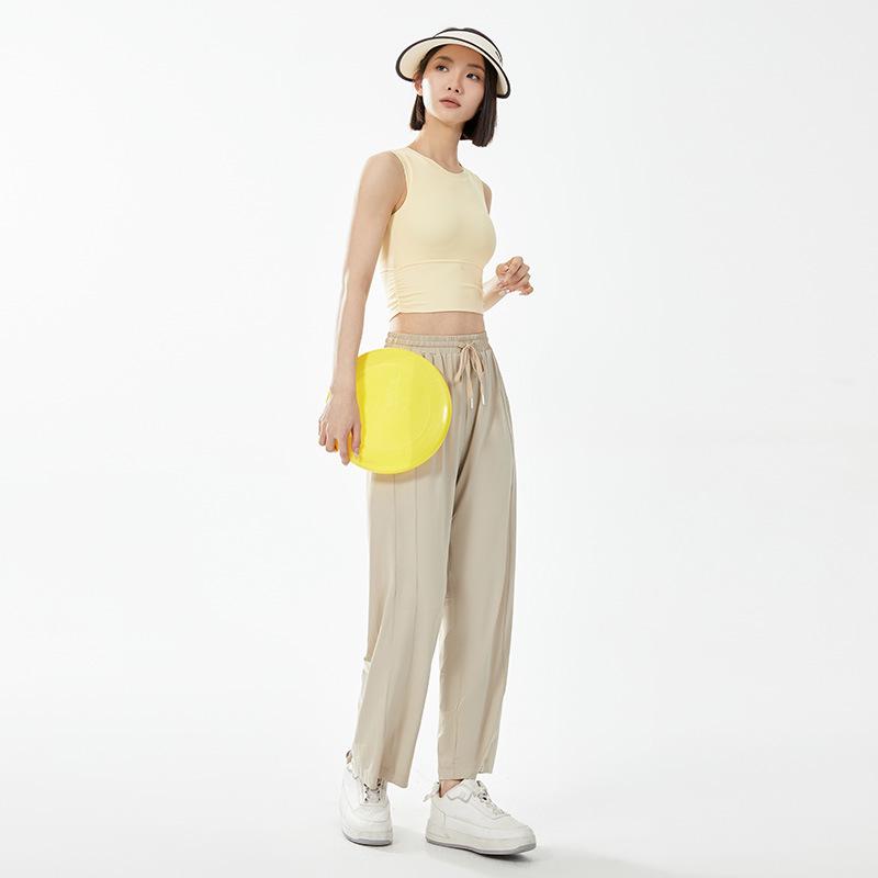 Women's Ice Silk Sun Protection High-Waist Wide-Leg Pants - Lightweight, Quick-Dry, Slimming, Casual, Versatile Summer Wear.