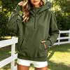 Women's Loose Fit Half Zip Hooded Pullover Sweatshirt Long Sleeve