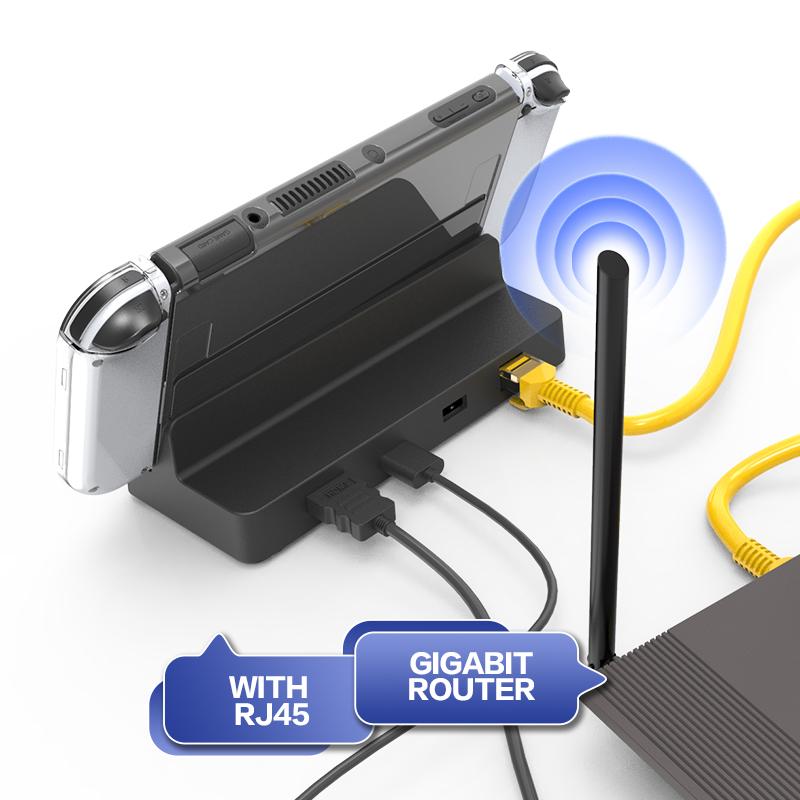 TOPWOLF HS-SW335 Pro Nintendo Switch/Switch OLED HD Video Projekční základna s RJ45 Ethernet portem