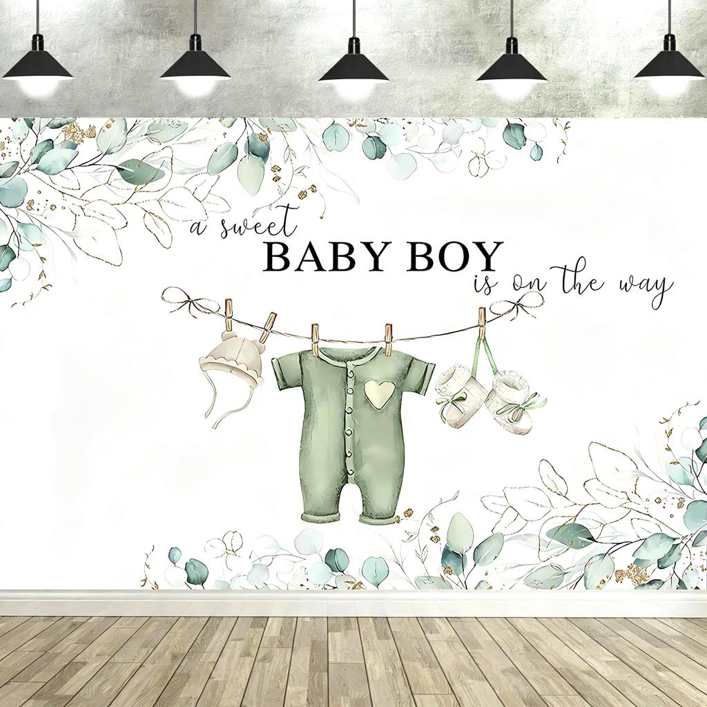 Oh Baby! Boy & Girl Baby Shower Backdrop – Blue Pink Elephant Bear Theme, Banner Decorations & Supplies Props-Tapestry