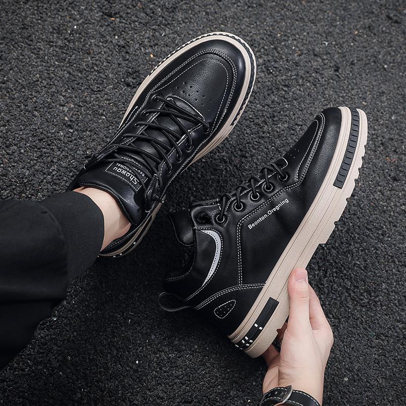Fashion New Platform Men Fashionable Lace Up Board Shoes Versatile Sports Anti Slip Casual Trendy Work Single Shoes Zaoatillas Hombre