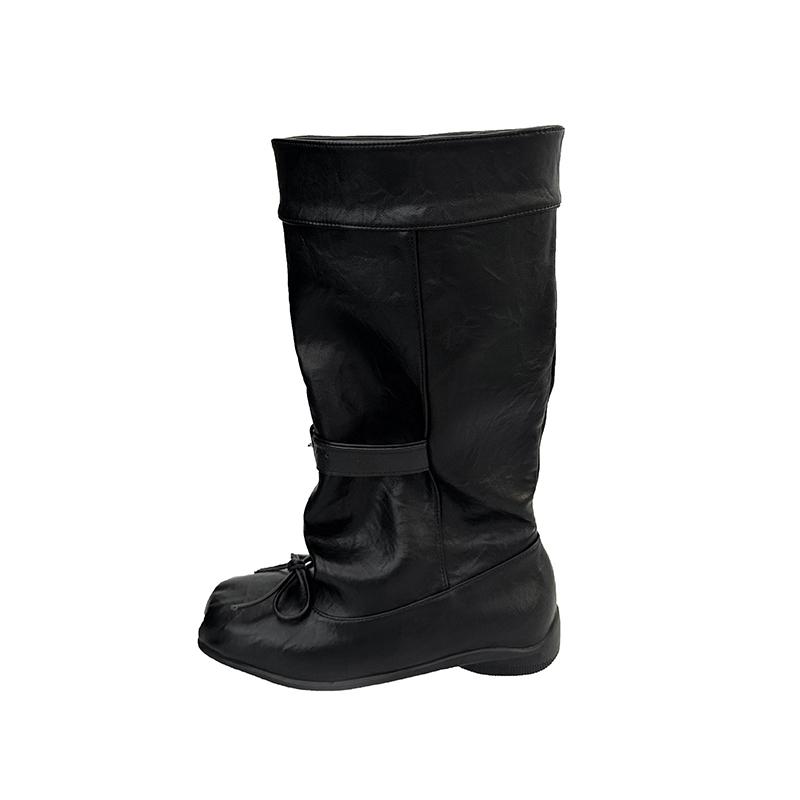 Fashion Designer Ballet Style Women Mid Calf Boots Fashion Belt Buckle Ladies Elegant Mordern Trouser Legs Booties