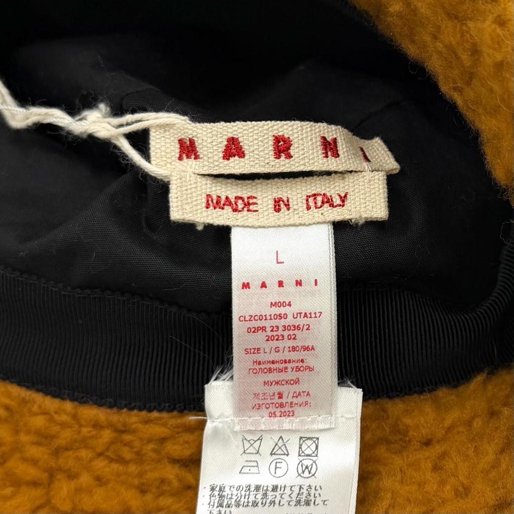 Pristine MARNI hat Teddy Bucket Hat Brown acrylic mens L CLZC0110S0UTA 117 Used