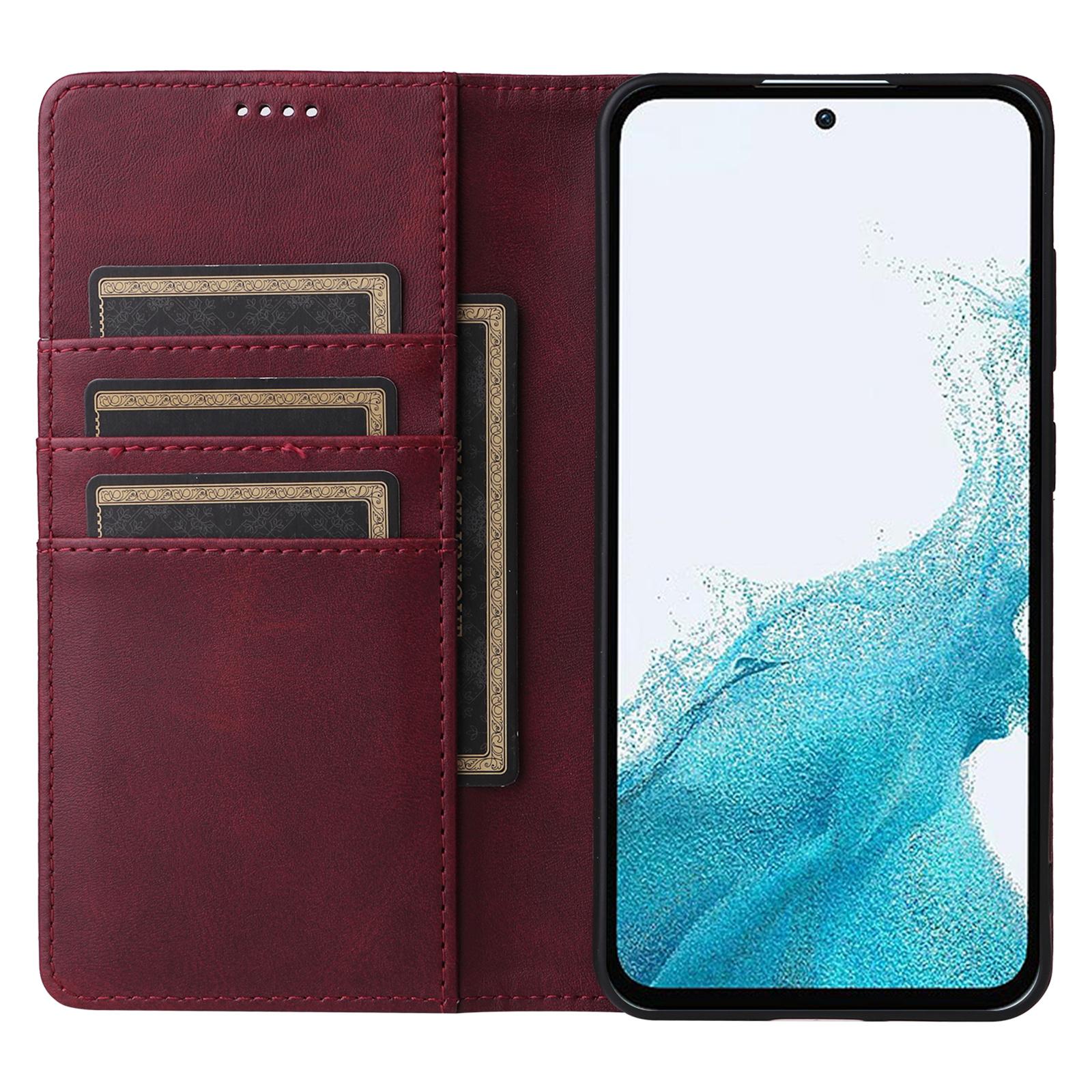 

For Samsung Galaxy A54 5G Case Leather Phone Cover RFID Blocking Card Slots Wallet Wine Red