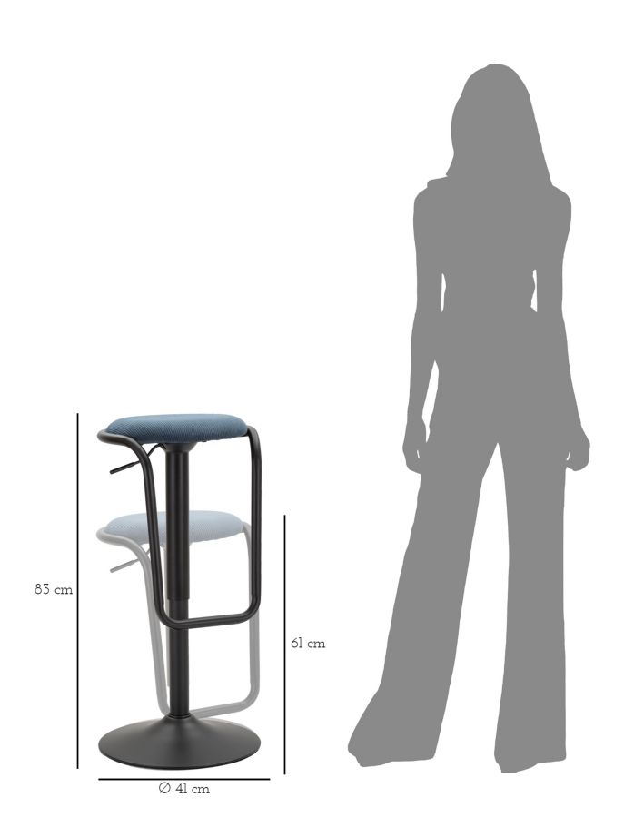 Bar Stool With Lift Destiny Navy Cm Ø 41X61-83