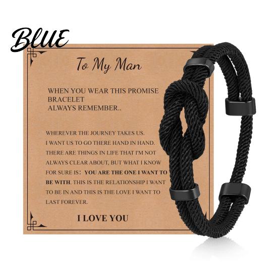 Bracelet Gift for Husband Adjustable Men Rope Infinity Knot Simple