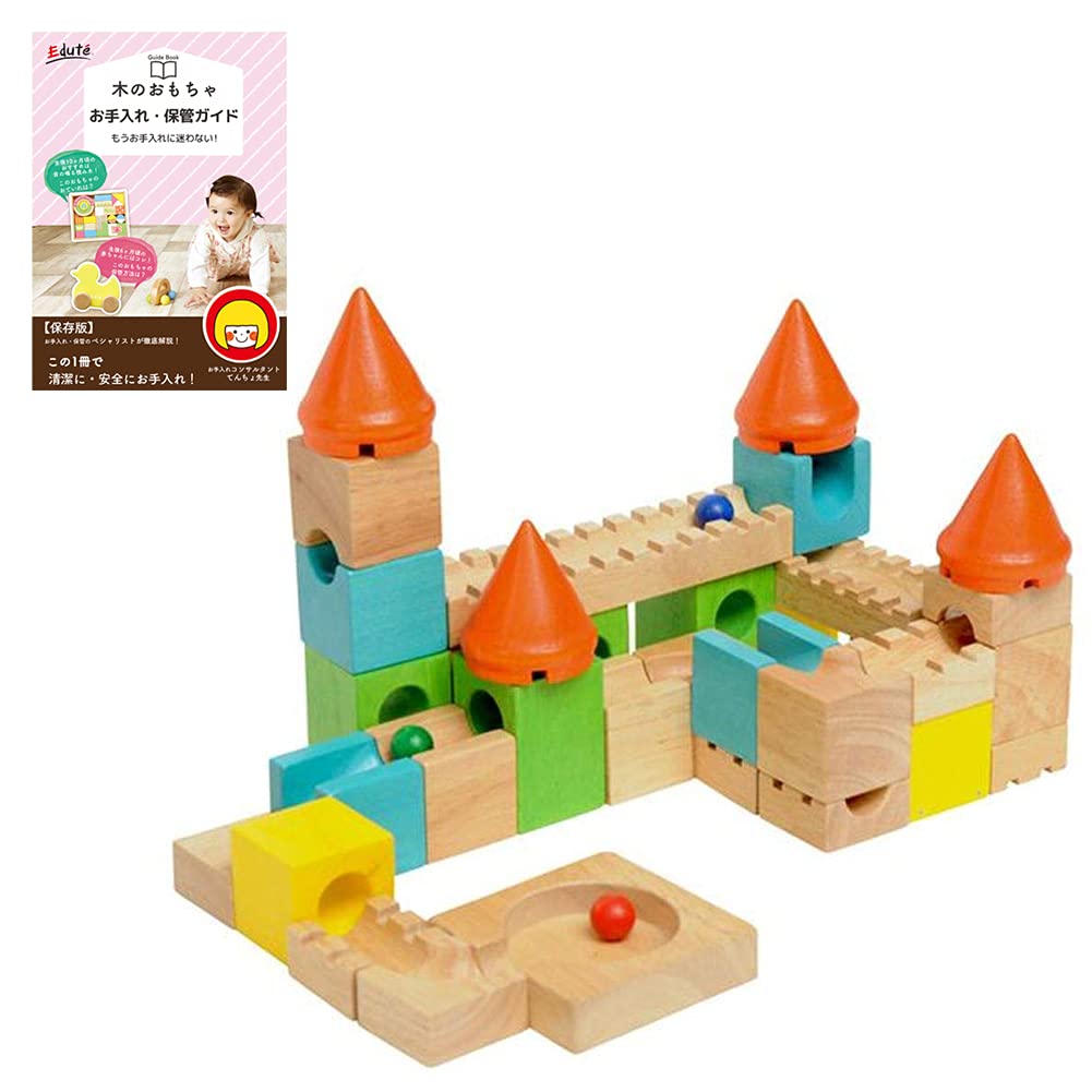 

Includes an exclusive Edute guidebook. Wooden educational toys, including building blocks, ball rolling, Pythagora Switch, Cuboro, and VOILA Colorful